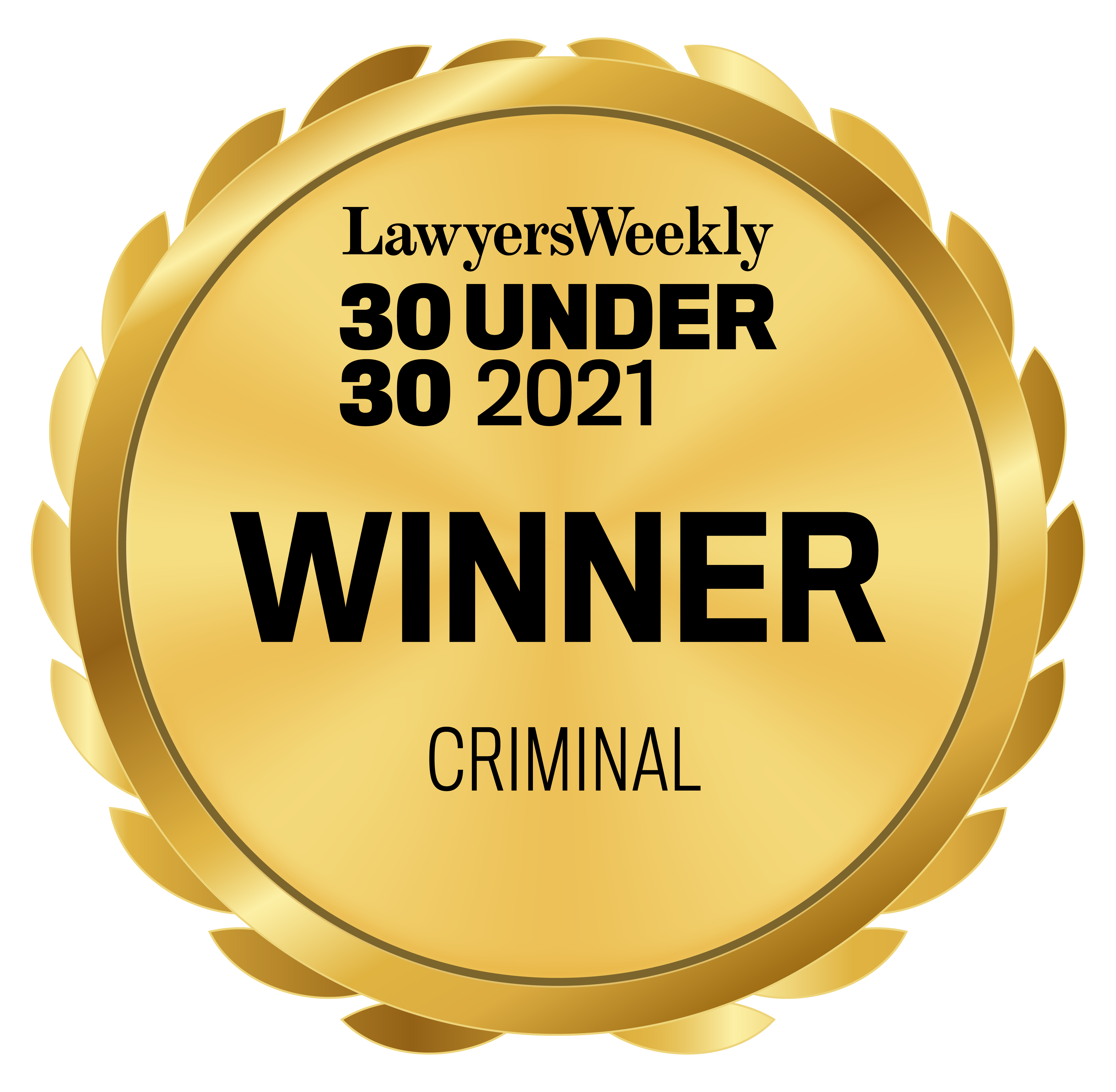 WINNER Lawyers Weekly 30 Under 30 Criminal Law 2021