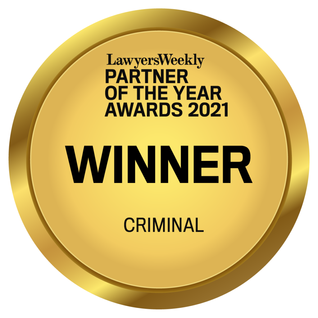 WINNER Lawyers Weekly Partner Of The Year Criminal Law 2021