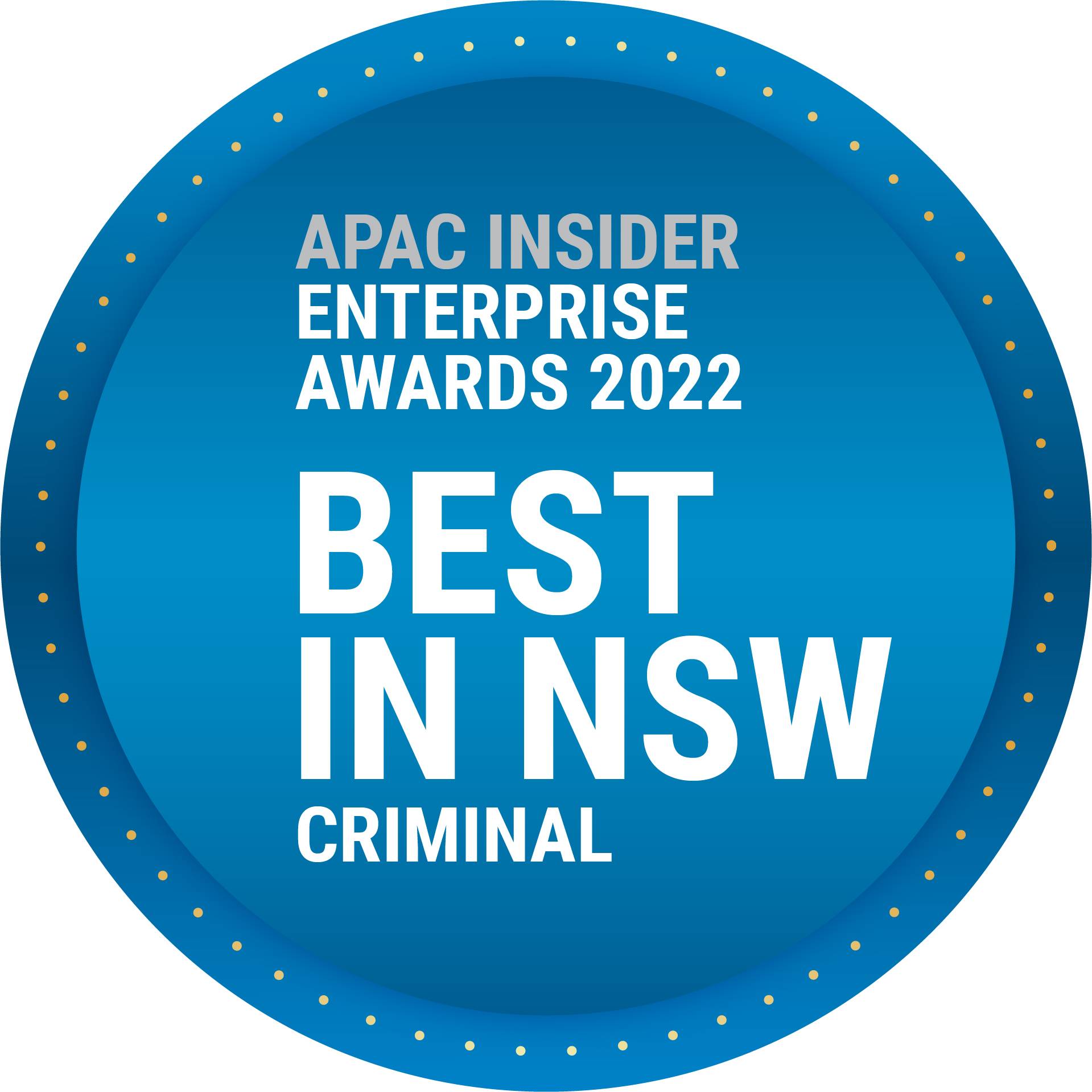 FINALIST APAC Insider Best In NSW Criminal Law 2023